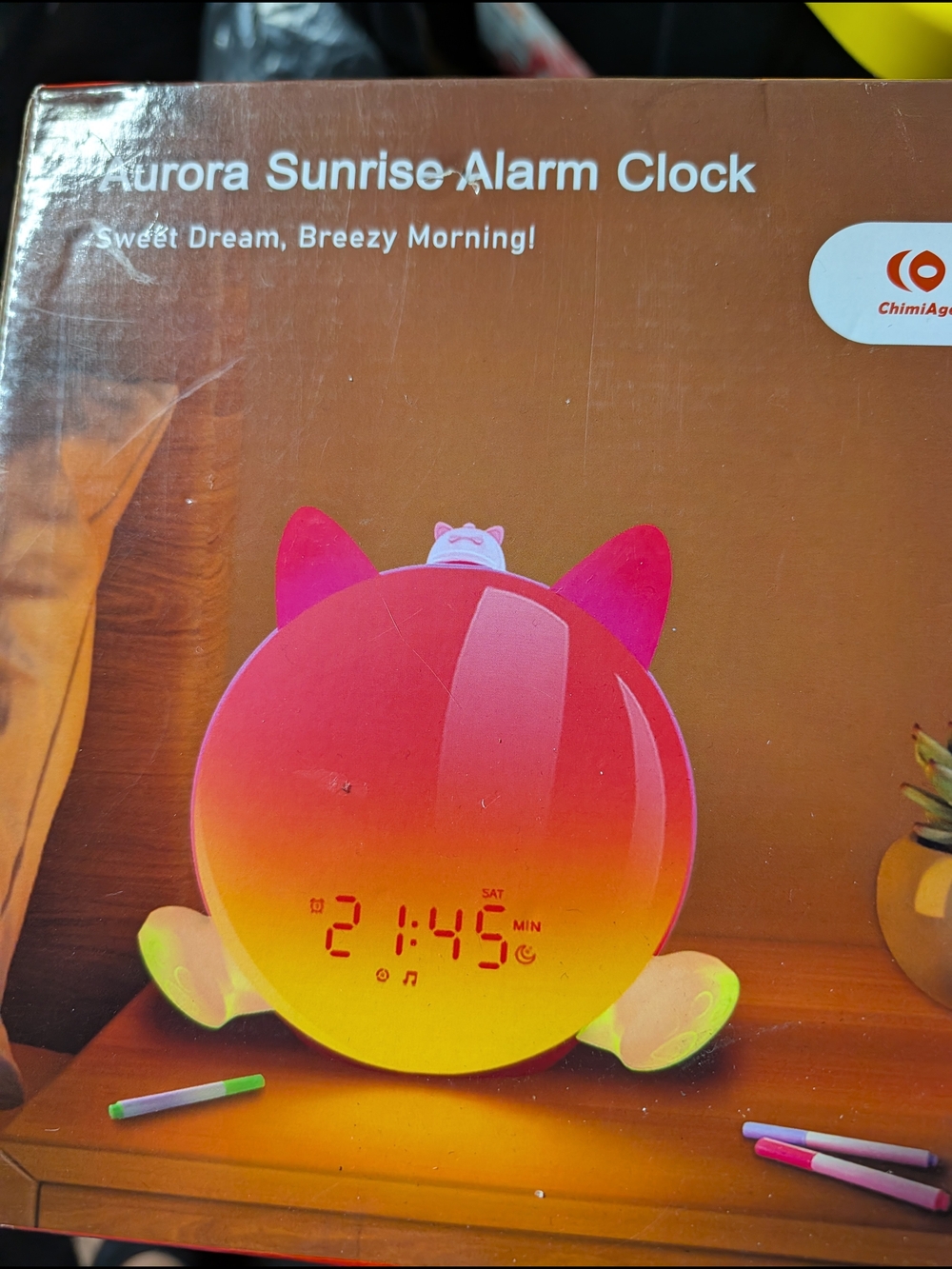 Amazon Gradient Cat-Ear Alarm Clock - Pink and Yellow